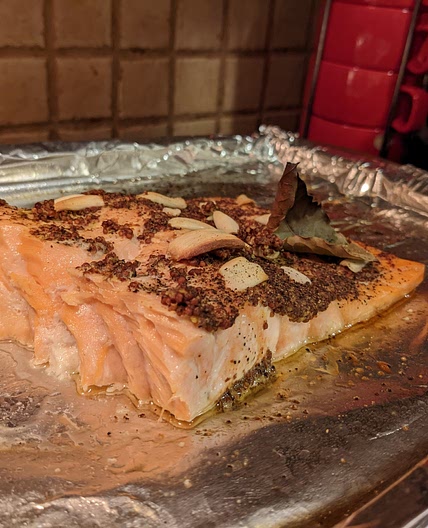 No-salt-added salmon spinach omelette