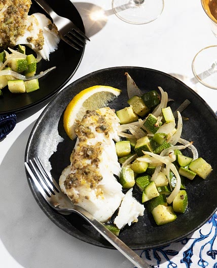 Lemon Garlic Cod with Roast Vegetables
