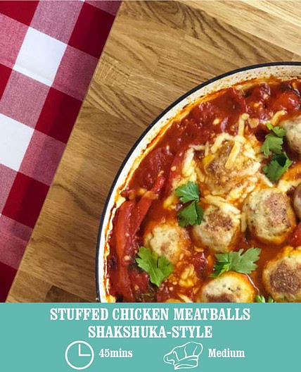 Stuffed Chicken Meatballs Shakshuka-style