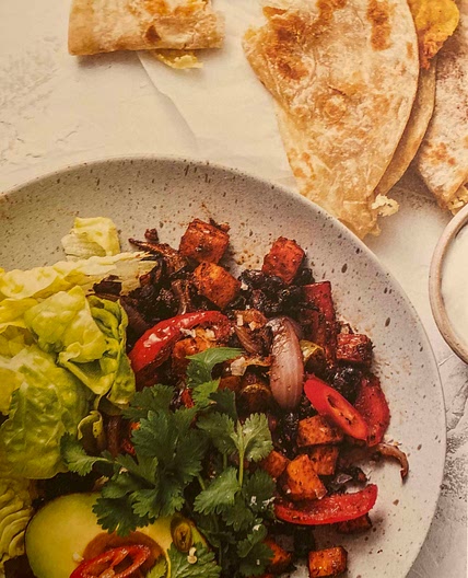 Ostquesadillas med Sötpotatis och Paprika 