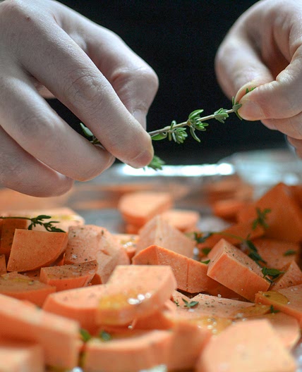 Roasted Thyme Sweet Potatoes