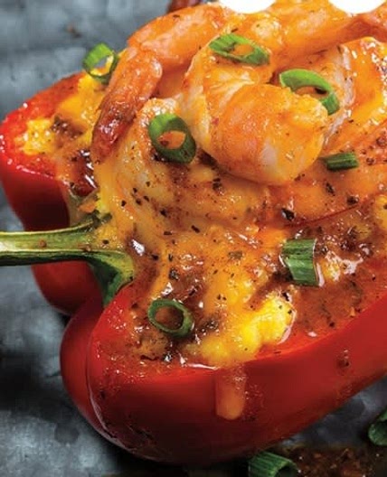 Shrimp and grits stuffed pepper