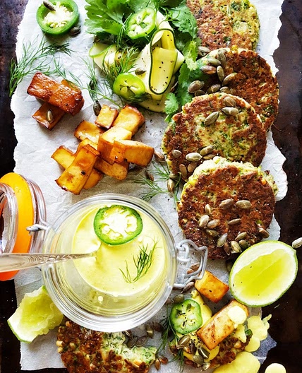 Mung Bean, Zucchini & Herb Fritters