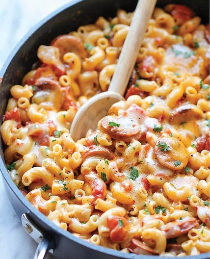 One Pot Andouille Sausage Skillet Pasta