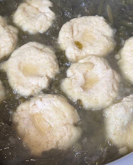 Mustard Greens with Cornmeal Dumplings 