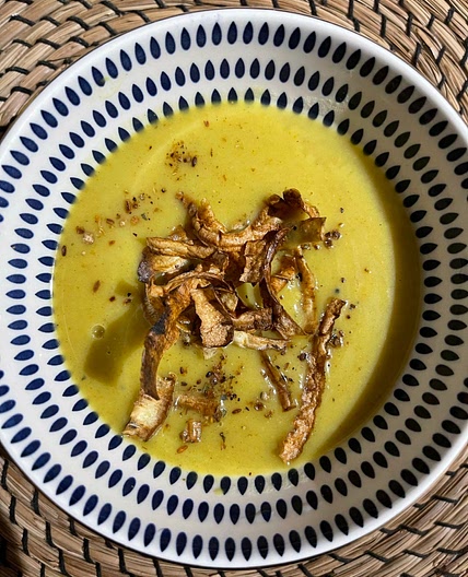 Curried Parsnip Soup with Parsnip Crisps