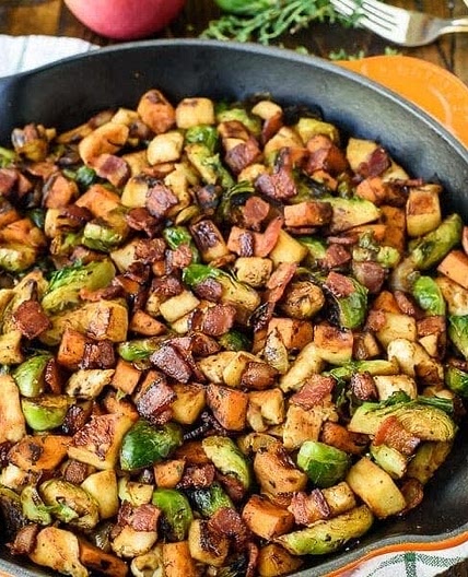 Harvest Chicken Skillet with Sweet Potatoes and Brussels Sprouts