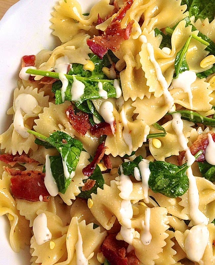 Bacon, Corn, Spinach, and Ranch Pasta Salad