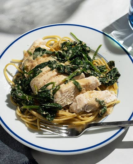 Chicken Florentine with Peppery Spaghetti