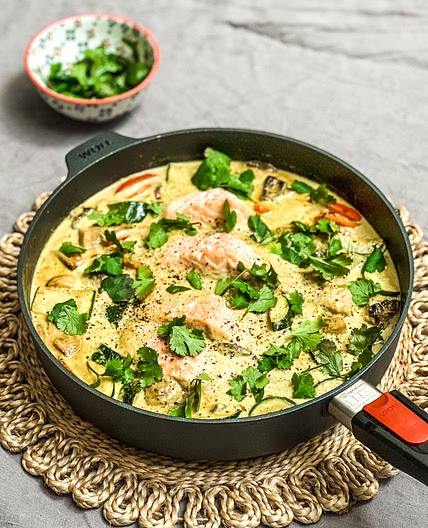 Creamy Baked Salmon Green Curry