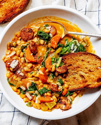 Creamy White Bean Soup with Andouille Sausage
