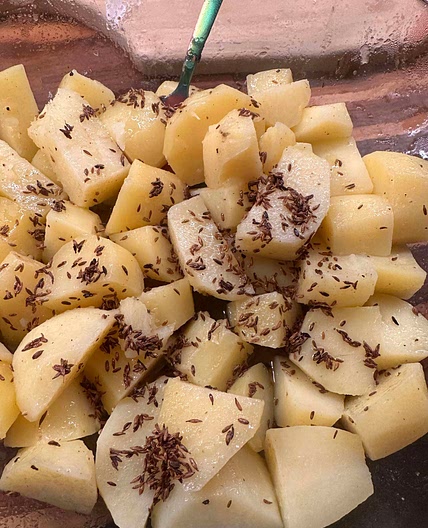 Cumin and scallion potato salad