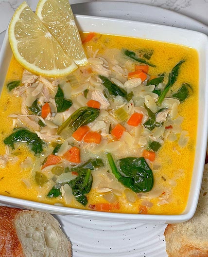 Creamy chicken orzo soup