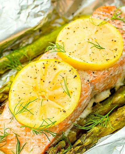 Foil Pack Grilled Salmon with Lemony Asparagus