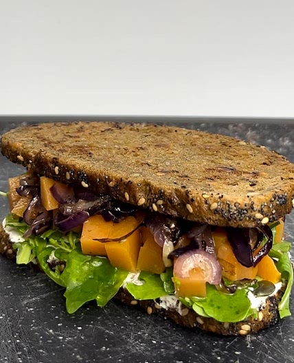 Pumpkin caramelized onion sandwich