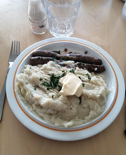 Purée de chou fleur saucisses de canard