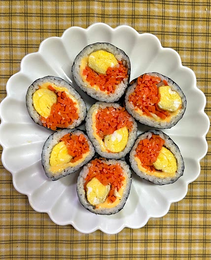Easy Carrot, Egg & Cheese Roll (Kimbap)
