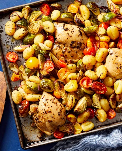 Sheet-Pan Chicken Thighs with Brussels Sprouts & Gnocchi