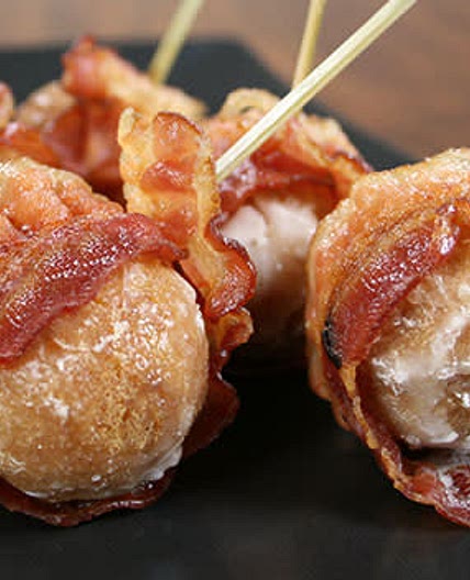 Bacon wrapped Donut Holes or Timbits