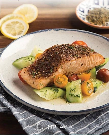 MIDDLE EASTERN SALMON WITH TOMATO, CUCUMBER, & DILL SALAD