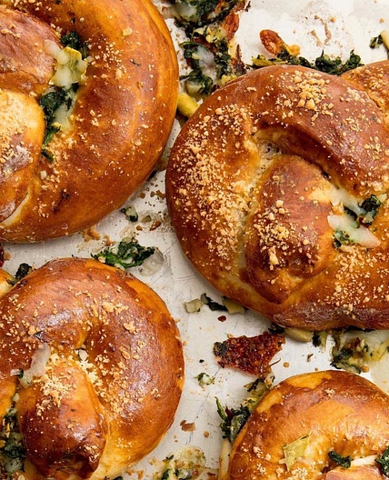 Spinach Artichoke Stuffed Pretzels