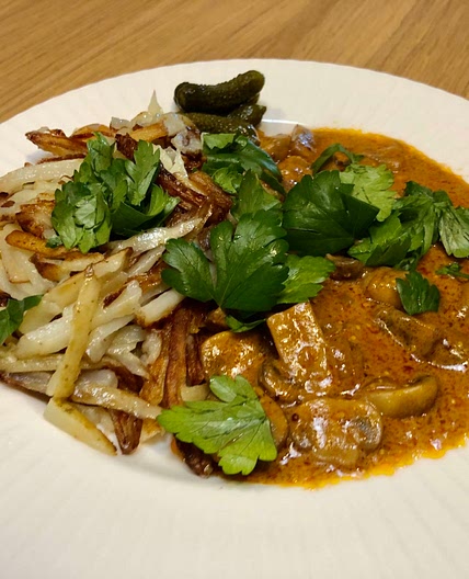 52. Mushroom Stroganoff with Sautéed Potato