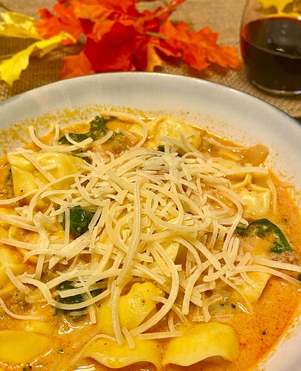 Tortellini Soup with Italian Sausage and Kale