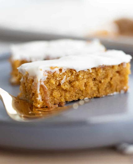 Pumpkin Cake Bars with Cream Cheese Frosting