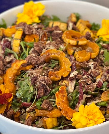 Autumn Lentil Delicata Salad