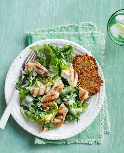 Kale and Romaine Chicken Caesar Salad