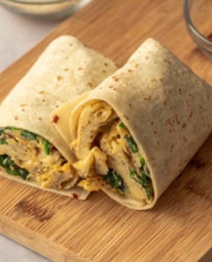 Scrambled Egg, Spinach & Parmesan Breakfast Wrap