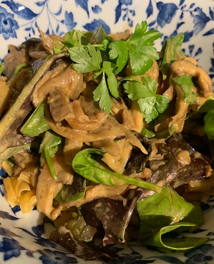 Mushroom Stroganoff with Pea Protein Pasta