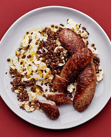 Fried Lentils and Knackwurst