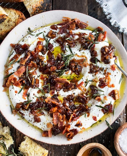Whipped Goat Cheese with Bacon & Dates