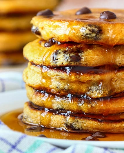 Chocolate Chip Sweet Potato Pancakes