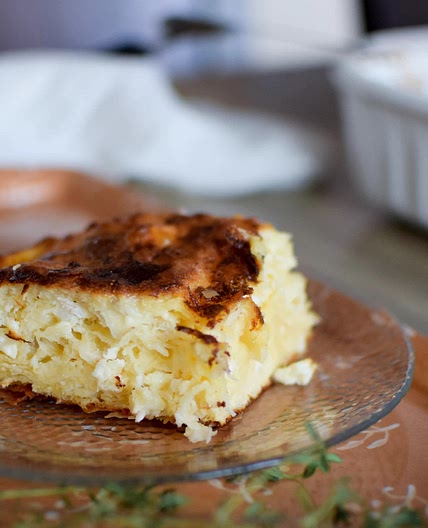 Pie with layers of filo pastry, filled with feta cheese, eggs and butter