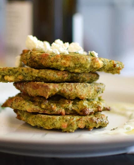 Oven baked parsley patties with feta cheese