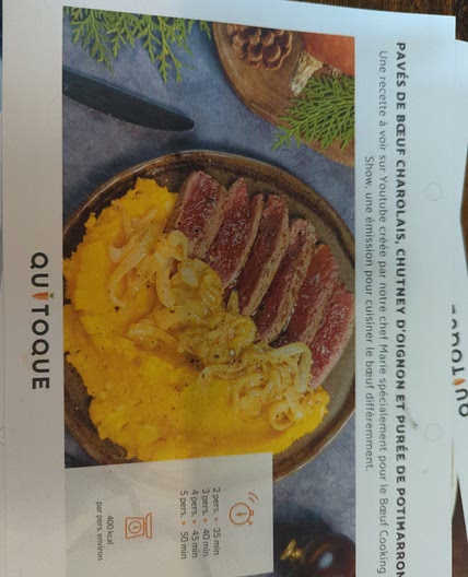 Paves de bœuf charolais chutney d'oignons et puree de potimarron