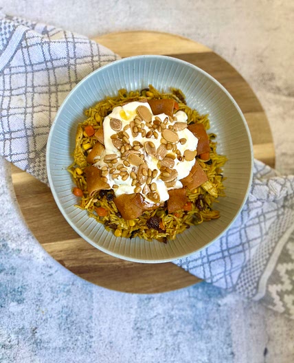 Chicken & Veggie Rice with Raisins and Currants