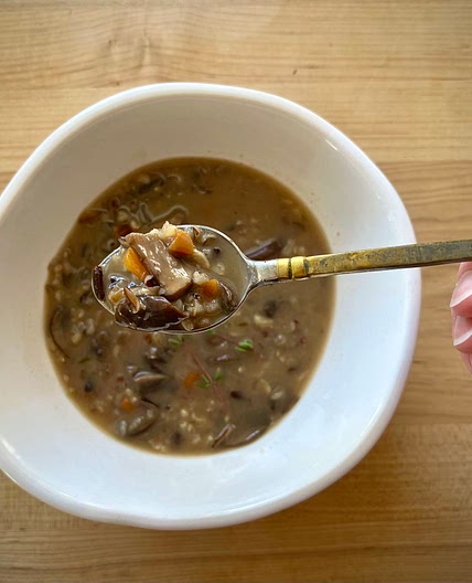 Creamy (no dairy)  Mushroom & Wild Rice Soup