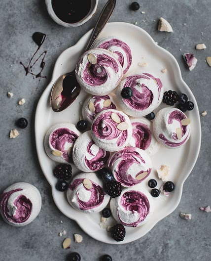 Blueberry Swirl Meringue Cookies from Oh Sweet Day! Cookbook { g