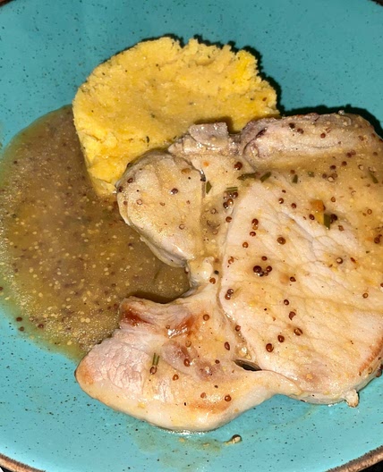 Pork Chops with a Rosemary, Orange and Mustard Sauce