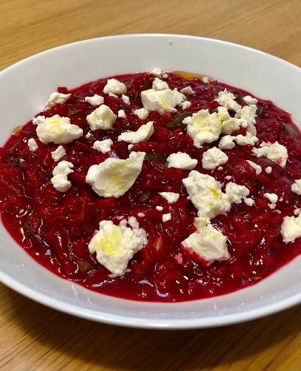 53. Beetroot Risotto with Chèvre