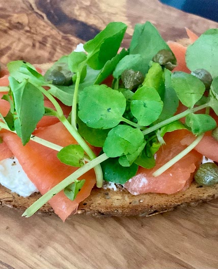 Smoked Salmon and Burrata on Toast with Capers