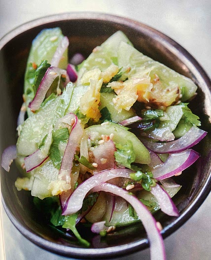 Salade Cocombre, ail, gingembre