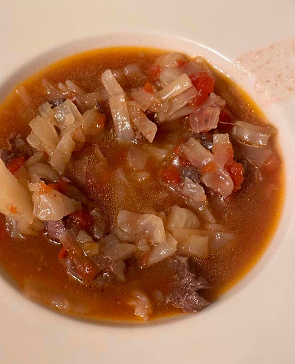 Sweet and sour cabbage soup