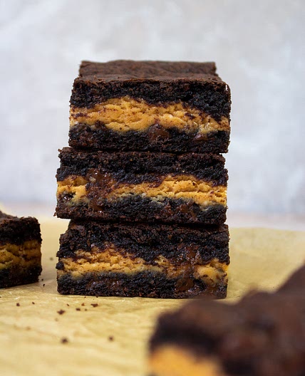 Chocolate Peanut Butter Stuffed Cookie Bars