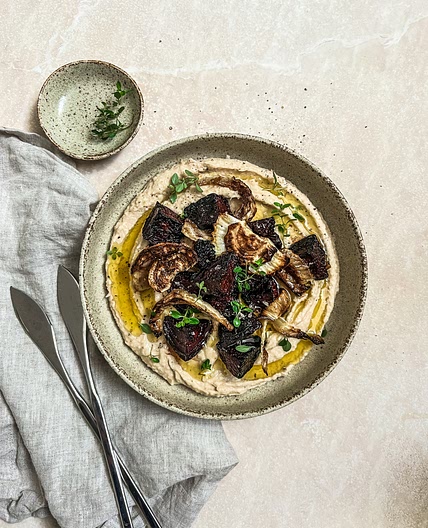 Roasted Garlic White Bean Dip With Beetroot And Fennel