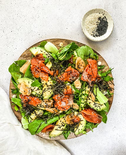 Asian Wild Salmon, Sesame + Pickled Ginger Salad