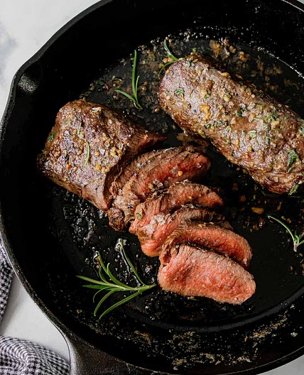 Pan Seared Venison Tenderloin with Garlic Herb Butter